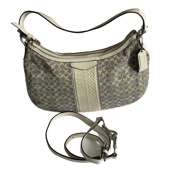 Coach Signature Stripe Jacquard Demi Crossbody Bag Cream & Blue - Picture 2 of 7